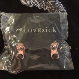 Cool Iron Color Zipper Earrings Studs Unique!